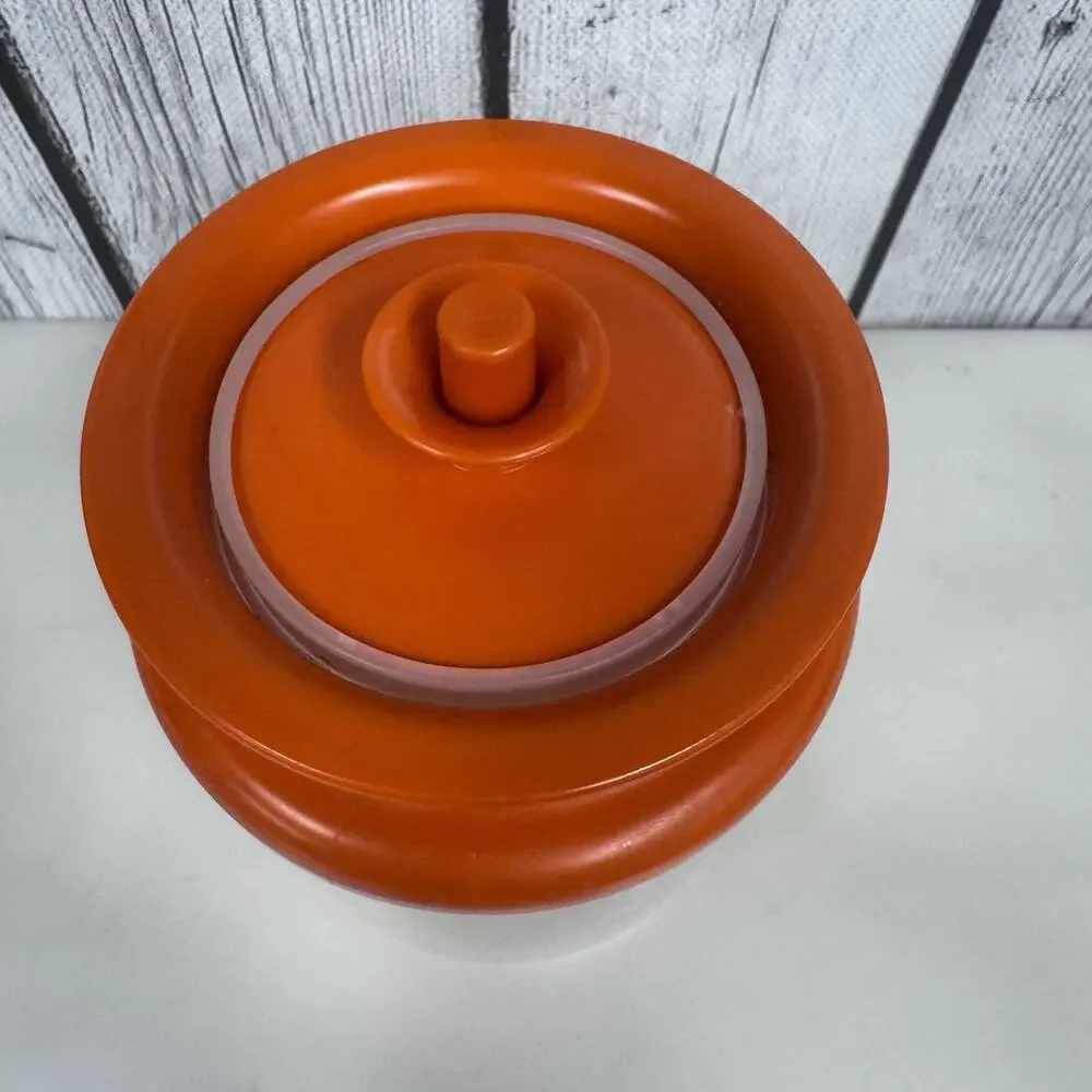 Vintage Tupperware Orange 2 1/4 Cup Canister #1477 With Push Button Lid